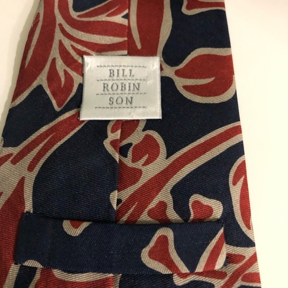 Bill Robinson Silk Tie Navy Blue And Red - Picture 4 of 4